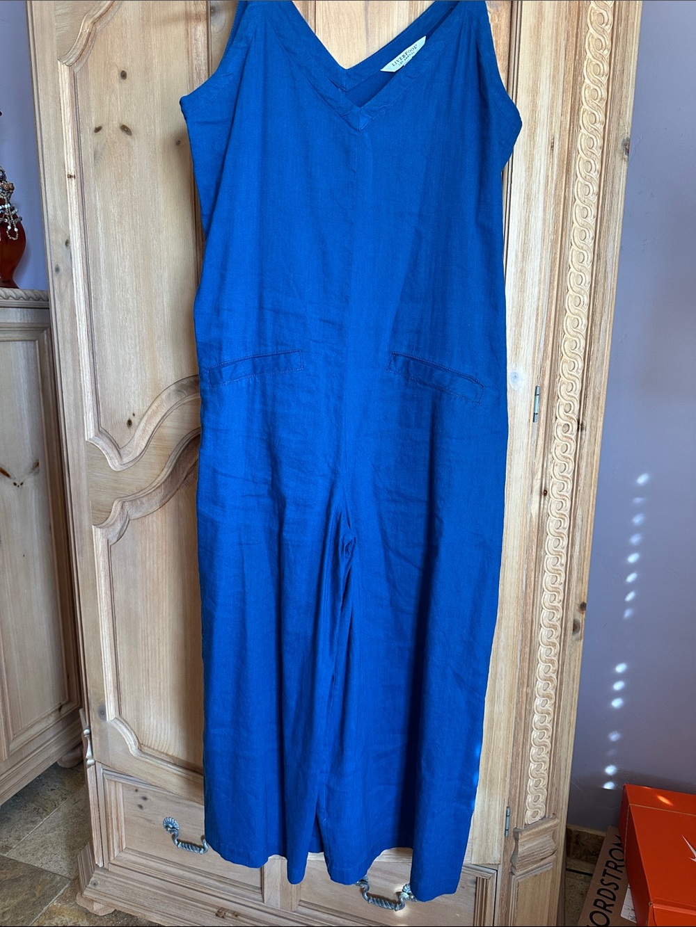 Liverpool Cobalt Blue V-Neck Wide-Leg Jumpsuit pockets never worn new no tags.